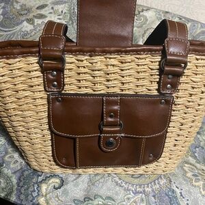 AMERICAN LIVING CO. CORNHUSK/WICKER PURSE 9 x12
